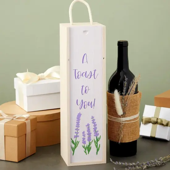 2 Pack Unfinished Wooden Wine Boxes with Handles for DIY Crafts, Gifts, Birthday and Housewarming Parties, Customizable with Paint, Engravings, and Imprints (14x4 in) {2}