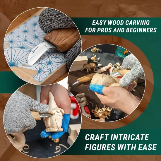 Wood Carving Kit for Kids, Beginners S16 &ndash; Whittling Knives Sloyd, Chip Wood Carving Knife, Basswood Blocks for Carvers - Whittling Tools Set {2}