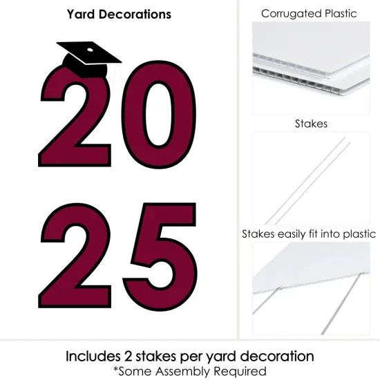 Big Dot of Happiness Maroon 2025 Graduation Party Yard Signs - Outdoor Lawn Decorations - 2025 {6}