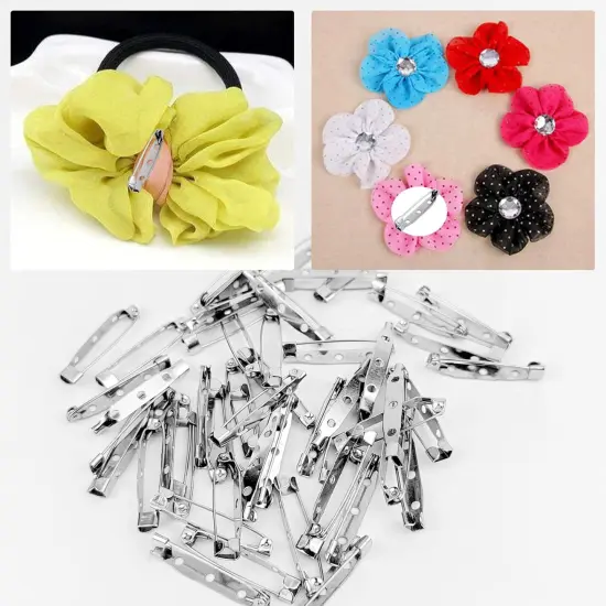 50 Pcs Silver Bar Pins, Safety Pins - Secure Back Clasp - Reliable Brooch Pins for Various Uses Locking Pins Backs Safety Clasp Brooch (35MM, Silver) {5}