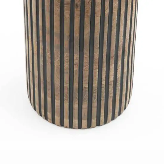 Decorative Handcrafted Wood Vase - 6.5" x 12.5" Black {5}