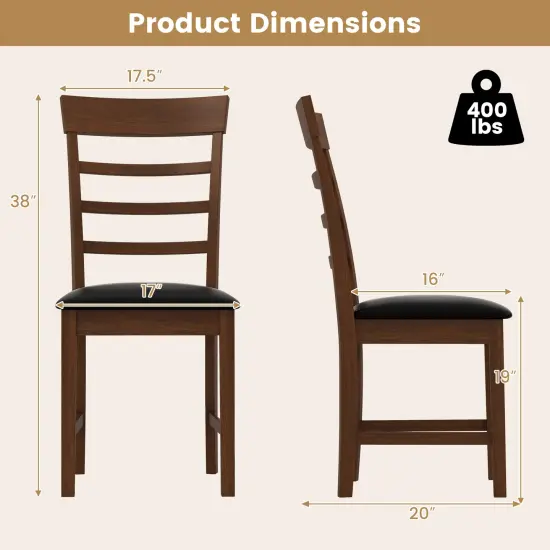 Wooden Dining Chair with Rubber Wood Frame Set of 2-Oak {4}