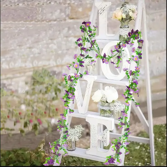 Summer Silk Daisy Flower Garland - Purple Artificial Flower Vine, Hanging Ivy Garland for Wall, Party, Wedding Arch, Floral Decor, Home Indoor/Outdoor Ceremony {3}