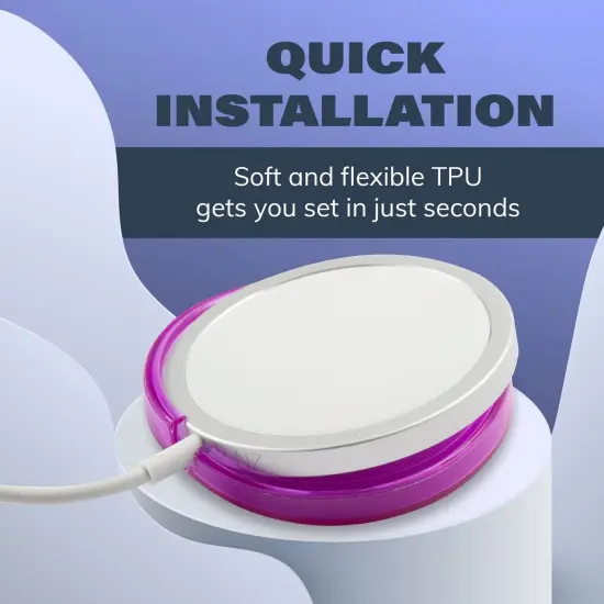 Insten 2-Pack Case Compatible with MagSafe Charger Pad, Protective Soft TPU Slim Skin Cover (Charger Not Included) Clear & Purple {5}