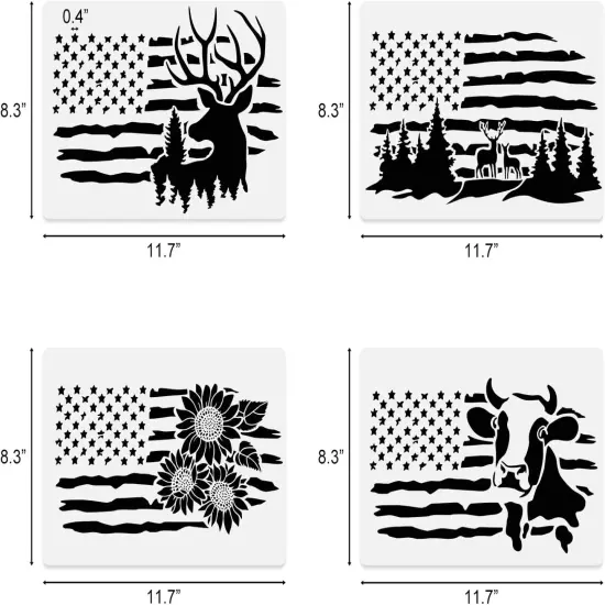 9 Pcs American Flag Stencils {2}