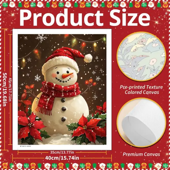 Christmas Paint by Numbers for Adult, Snowman Paint by Numbers Kit for Adults Beginners, DIY Christmas Acrylic Painting on Canvas for Home Wall Art Decor(16x20inch) {3}