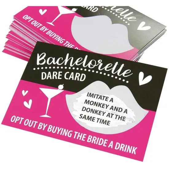 Pack of 30 Bachelorette Party Game - Bachelorette Dare Cards Scratch Off Cards - Perfect for Girls Night Out, Bridal Parties, Bridal Showers, Hot Pink & Black Cards {6}