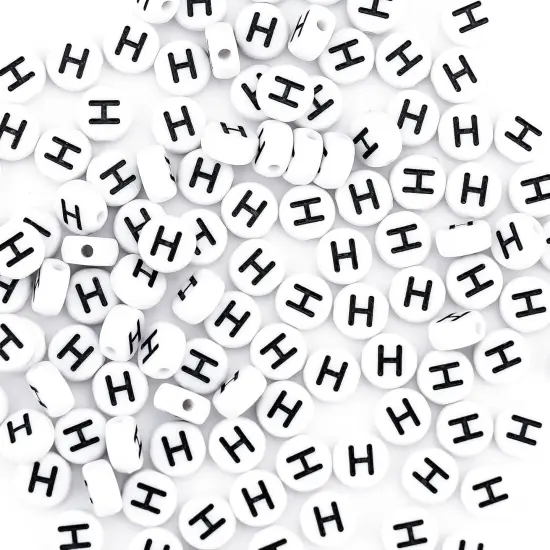300Pcs Round Letter Pony Beads for Friendship Bracelets Making 4X7mm Individual White Alphabet Beads H {1}