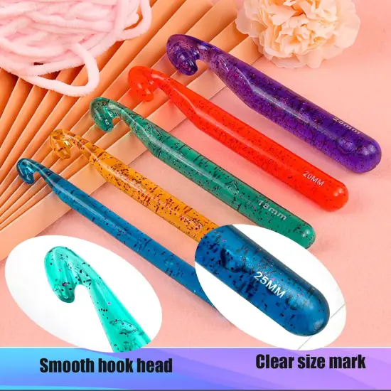 13 Size Crochet Hooks Set,Plastic Crystal Crochet Hook with Case,Large Crochet Hooks for Chunky Yarn Ergonomic Knitting Needles Crochet Needle {2}