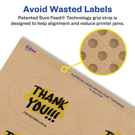 Avery Kraft Brown Oval Labels with Sure Feed, 2" x 3-1/3" {4}