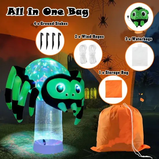 6 Feet Halloween Inflatable Spider with 3 Color Rotating Light {6}