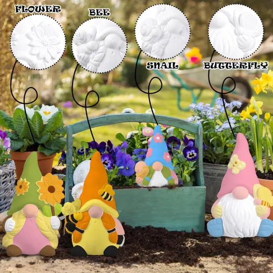 6 Sets Ready to Paint Your Own Ceramic Gnome Statues Spring DIY Unpainted Ceramics Gnome Figurines {1}