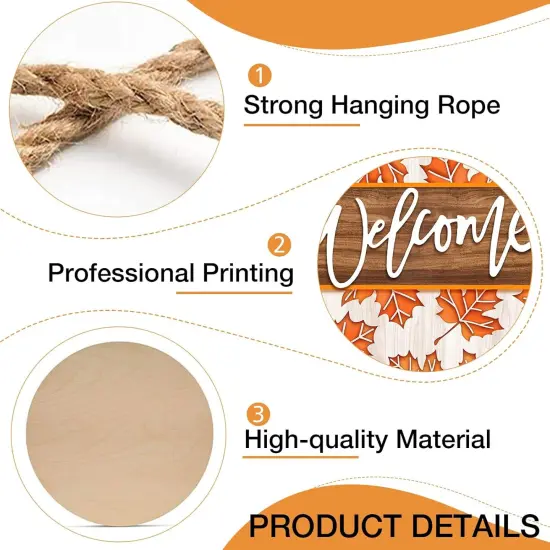 Welcome Fall Maple Leaves Sign (Orange) {2}