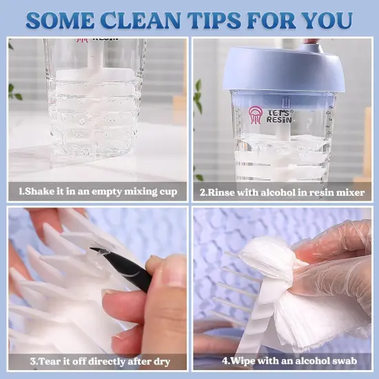 LET'S RESIN Auto Resin Mixer, Hands-Free Easy Clean Epoxy Mixer, Electric Stirrer for 24Fl.oz Mixing, Resin Supplies for Resin Casting, Molds, Soap Making(10pcs 32oz Mixing Cups) Blue {4}