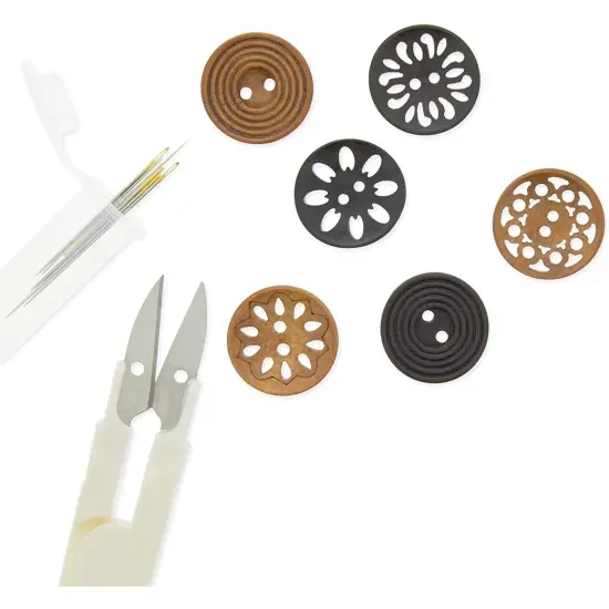 Wooden Buttons for Crafts and Sewing, 5 Designs (0.98 in, 120 Pieces) Brown {5}