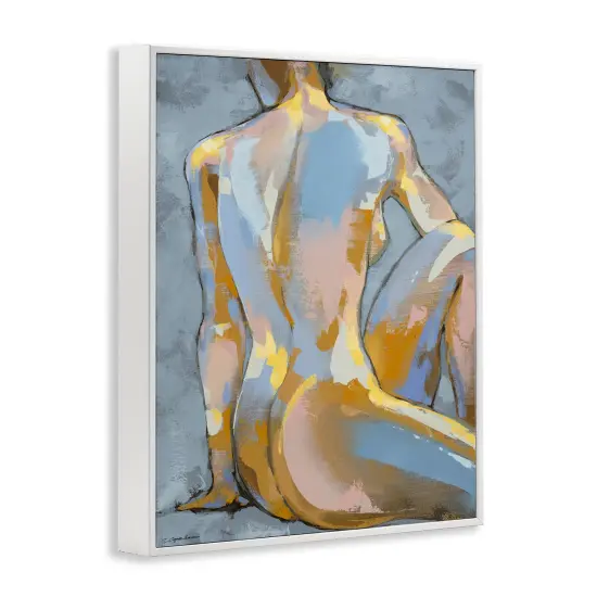 Stupell Industries Modern Blue Brushed Sitting Nude Framed Giclee Design By Trevor Copenhaver {3}