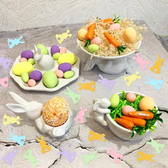 120 PCS Happy Easter Confetti Rabbit Colorful Table Decoration Confetti Baby Shower Decorations Theme Party Decorations Rabbit Purple {5}