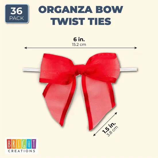 Red Organza Bow Twist Ties for Favors and Treat Bags (1.5 Inches, 36 Pack) {2}
