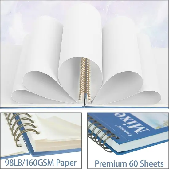 Sketchbook 9" x 12", Top Spiral Bound Sketch Pad, 60 Sheets 98lb/160gsm Drawing Paper for Wet and Dry Media, 1 Pack {3}