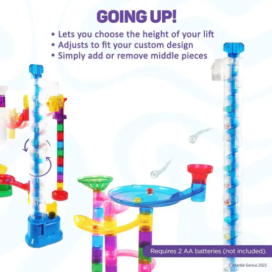 Marble Genius Expandable Auger Lift, Marble Run Accessory Set Automatically Elevates Marbles Up to 19 Inches, Infinite Loops of Racing Fun, Batteries Not Included, for Ages 3-14, Blue {2}