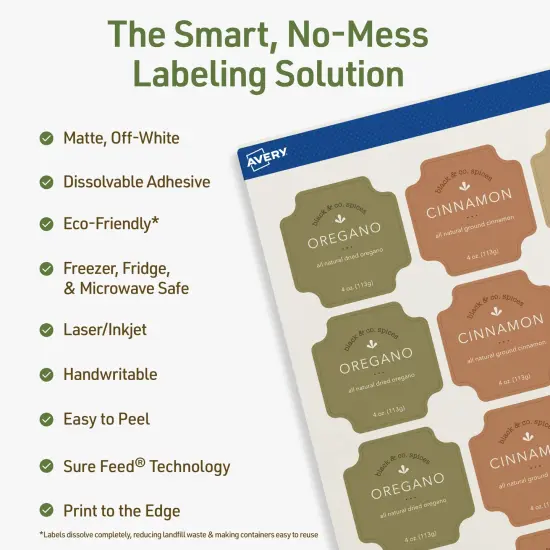 Avery Dissolvable Labels, 1-5/8" x 1-5/8" Square Scalloped {8}