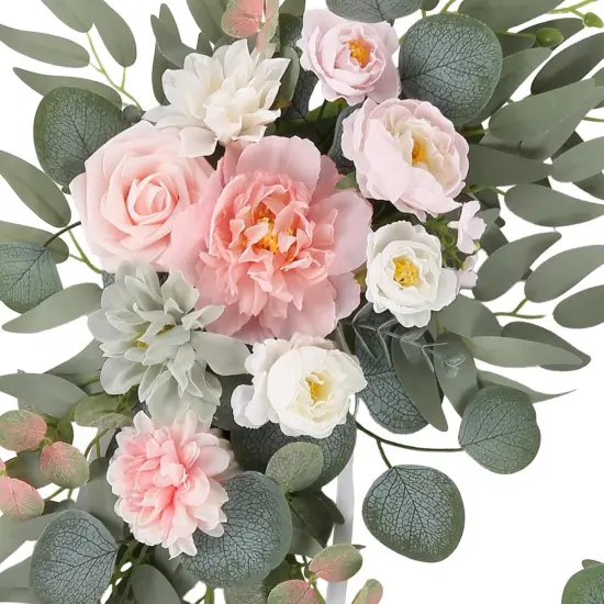 Pink Faux Arch Flowers Wedding Welcome Sign Flower {2}