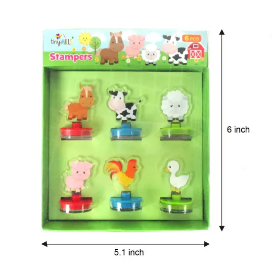 Farm Animals Acrylic Self-Inking Stampers, 6 Pcs {4}