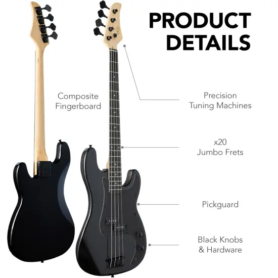 Best Choice Products Full Size Beginner 4-String Electric Guitar Bass Guitar w/ Padded Case Black/Black {5}