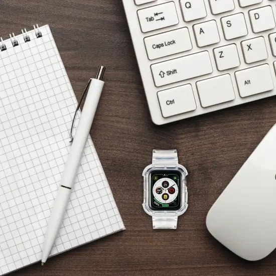 For Apple Watch 44/42mm Band, Series 6 5 4 3 2 1 SE Strap Bumper Accessory for Women Men, Clear {5}