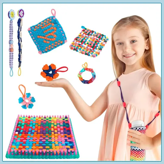 Weaving Loom Kit Toys Kit, 2-in-1 Crafts for Kids and Adults {2}