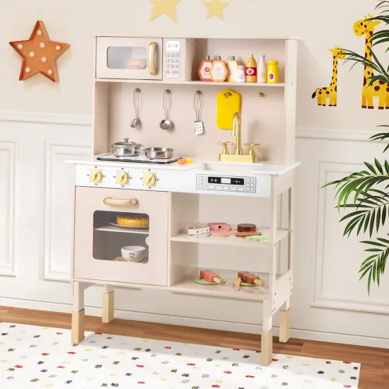 Height Adjustable Play Kitchen with Microwave, Lights, and Sounds {3}