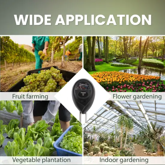 Insten Soil pH Tester, Soil Moisture / Light / pH Tester, For Gardening, Plant Care, Farming, Gardening Tool Kits, Black {6}
