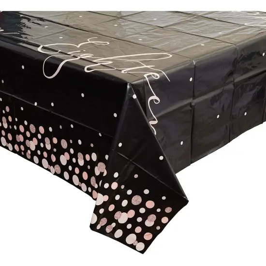 Sparkle and Bash 18th Birthday Plastic Table Covers (3 Pack) 54 x 108 Inches Black {1}