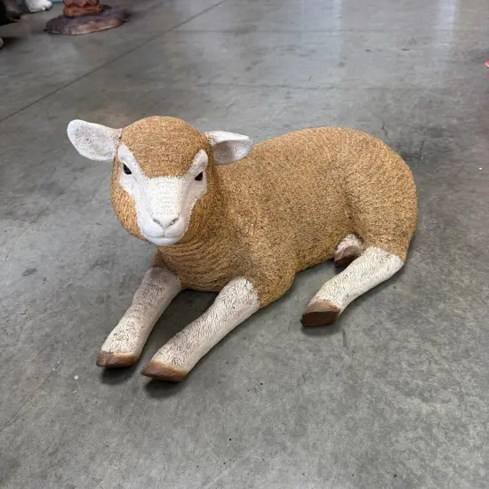 Laying Baby Merino Lamb Life Size Statue {5}
