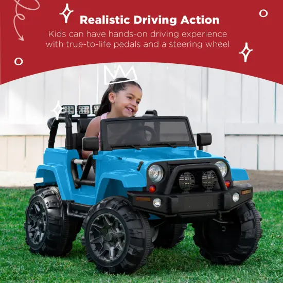 Best Choice Products 12V Kids Ride On Truck Car w/ Remote Control, Spring Suspension, Bluetooth, LED Lights Light Blue {2}