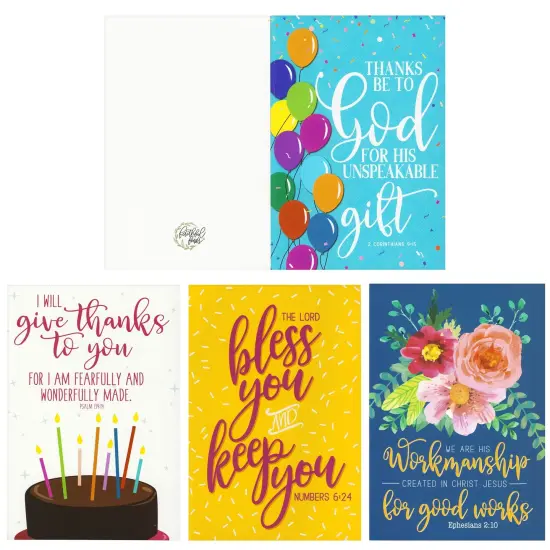 48 Pack Religious Christian Birthday Cards Bulk Set with Envelopes, Bible Verse Design (4 x 6 In) {5}