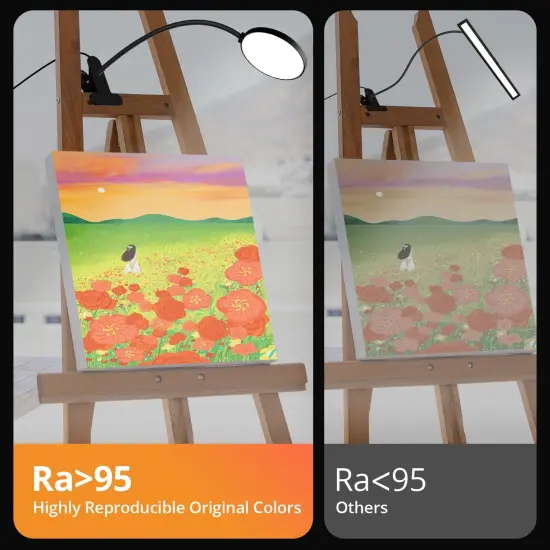 Reading Light with Remote, LED Desk Lamp Clip on [1H Timer & Nightlight] RA>95 Dimmable Flexible Gooseneck, Reading Lamp with Clamp for Table - 3.5'' (Adapter Included) {3}