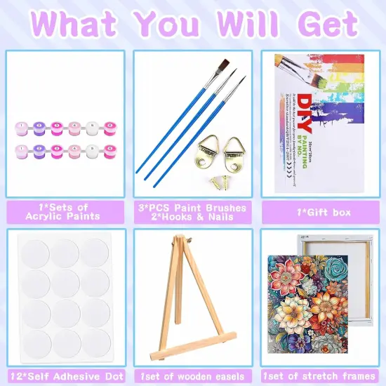 Succulents Paint by Numbers Kit for Adults Beginner,Beautiful Gift Box with Easel,Flower Paint by Numbers with Frame for Home Wall Decor 12x16inch {5}