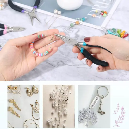 Jewelry Pliers Set, Paxcoo 3Pcs Jewelry Making Tools Kit includes Needle Nose Pliers, Round Wire Cutters for Supplies, Wrapping, DIY Crafts, Beading {2}