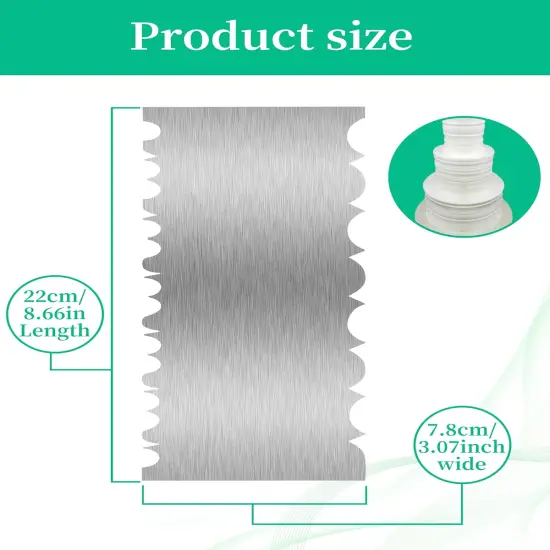 Cake Scraper Smoother Cake Decorating Supplies Kit 8.6 Inch Metal Bench Scraper for Baking Buttercream Smoother Stainless Steel Frosting Cake Comb Edge Side Jagged Comb for Cream Cake-3 {4}
