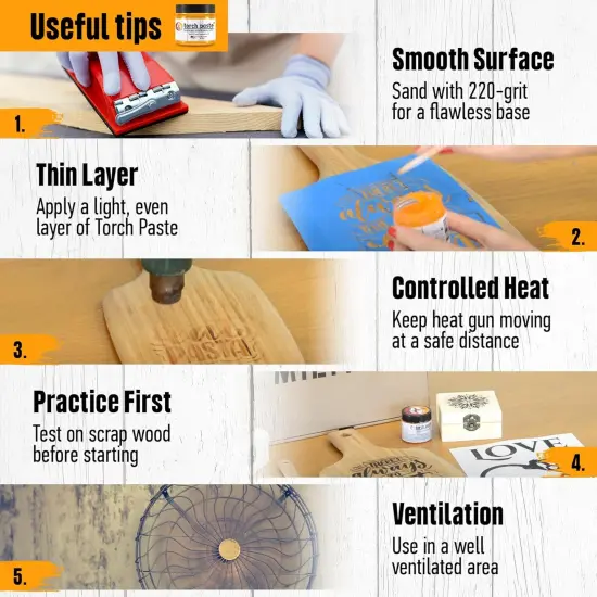 The Original Wood Burning Paste | Made in USA | Heat Activated Non-Toxic Paste for Crafting & Stencil Wood Burning | Accurately & Easily Burn Designs on Wood, Canvas, Denim & More | 3 OZ {5}