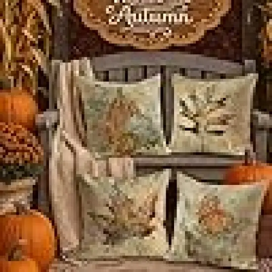 Watercolor Pumpkin Maple Leaves Decorative {4}