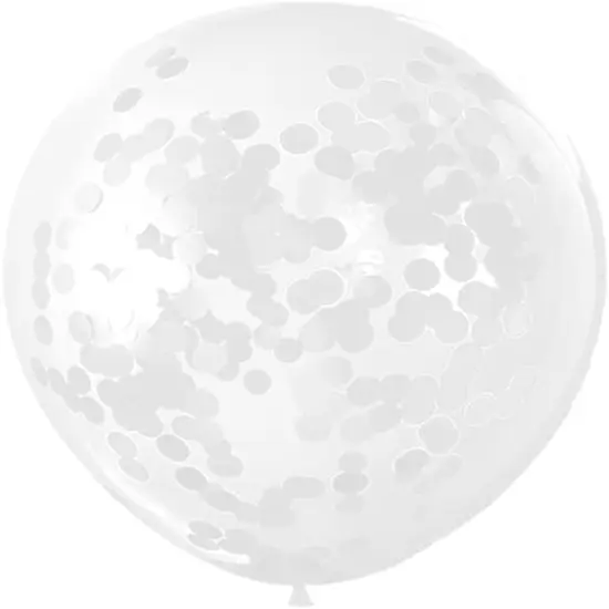 25 Pcs White Latex Confetti Balloons {3}