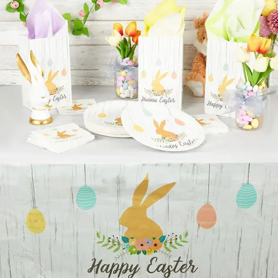 Blue Panda 3 Pack Easter Tablecloth, Happy Easter Bunny Table Cover, 54 x 108 Inch Disposable Rabbit Plastic Tablecloth for Rectangle Table, Easter Day Party Table Decorations and Party Supplies Multicolor {3}