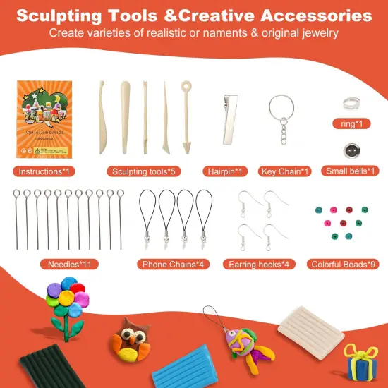 Polymer Clay Starter kit, Oven Bake Modeling Clay with Sculpting Tools, 28 Colors,1.7 lb {4}