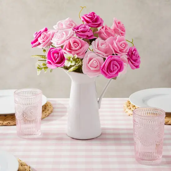 Bright Creations 100 Pack Pink Artificial Rose Flower Heads for Wall Decoration, Wedding Centerpieces, Bridal Showers Backdrop (3 Colors, 3x1.2 in) {2}