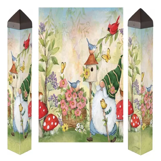 Birdhouse Gnome Art Pole 20 Inches Tall {1}
