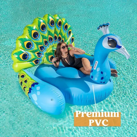 Inflatable Peacock Pool Float - Giant Peacock Fun Beach Floaties, Pool Party Decorations Adult Size Inflatable Animal Summer Swim Pool Raft Toys Lounge for Adults & Kids {5}
