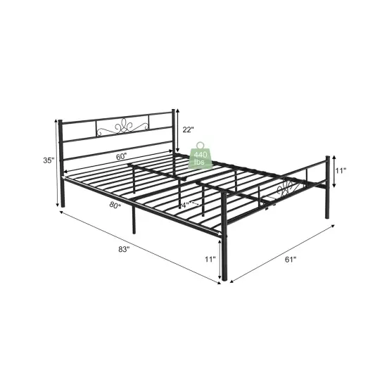 Queen Size Metal Bed Frame with Headboard and Footboard {5}