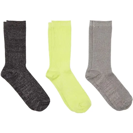 Glitter Ankle Socks for Women, 3 Metallic Colors (One Size, 3 Pairs) Multicolor {4}